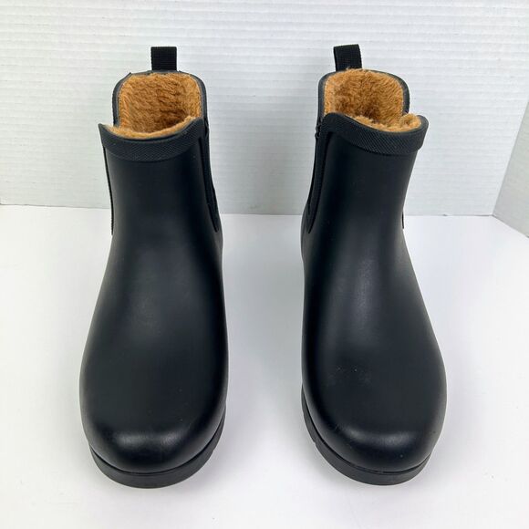 Chooka Delridge Chelsea Waterproof Rain Boots Fur Lined Ankle Bootie Black sz 7 - Picture 4 of 13